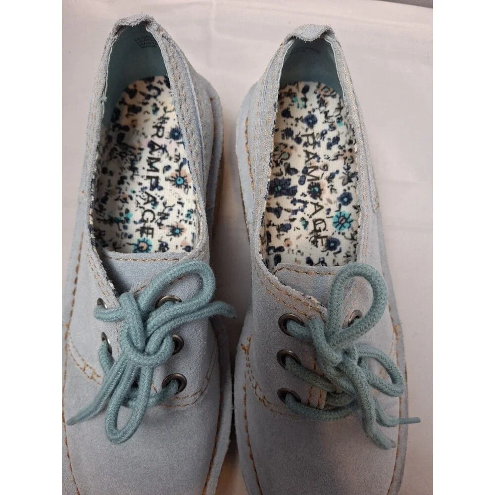 RAMPAGE women's Light Blue Suede Oxford Boat Shoes Loafers Moccasins Size 6.5